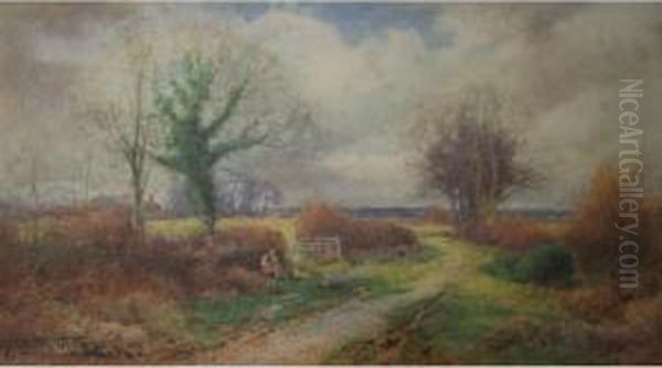Man With A Dog On A Lane, Autumn - view 1
