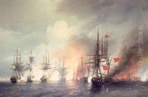 Russian Turkish Sea Battle of Sinop on 18th November 1853 by Ivan Konstantinovich Aivazovsky