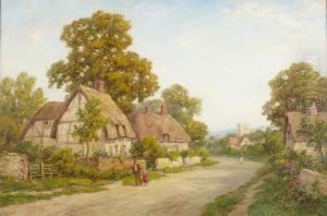Thatched Cottages In A Village Street
