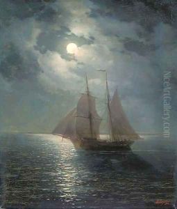 A moonlit sail by Ivan Konstantinovich Aivazovsky