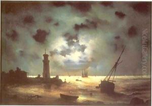 Coast of sea at night