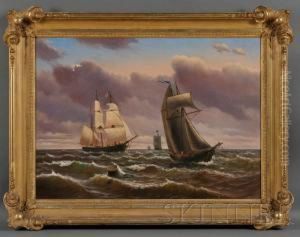 Storm Clouds Clearing,
Vessels At Sea. by Franklin Stanwood