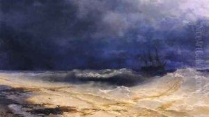 Ship in a Stormy Sea off the Coast by Ivan Konstantinovich Aivazovsky