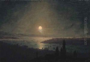 View of Constantinople at night by Ivan Konstantinovich Aivazovsky