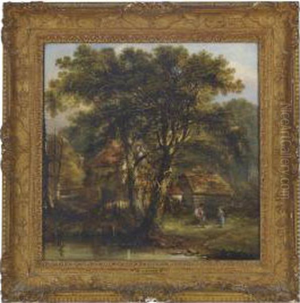 Figures By A Woodland Cottage - view 1