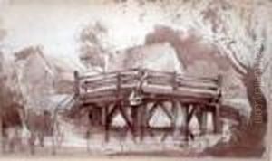 Wooden Bridge Over A Stream