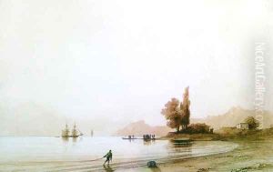 View on rocky coast by Ivan Konstantinovich Aivazovsky