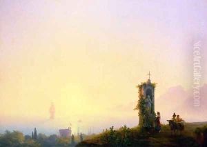 Chapel on seashore by Ivan Konstantinovich Aivazovsky