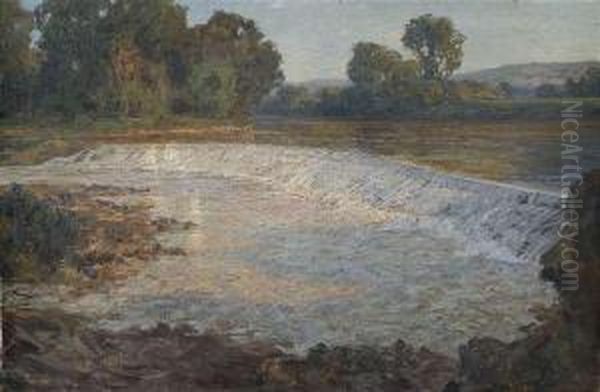 River Landscape With A Weir - view 1