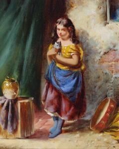 Young Girl Holding A Kitten