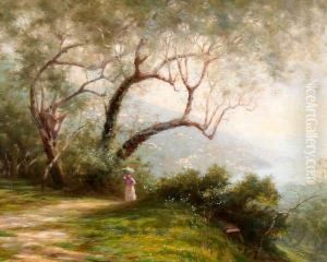 A Coastal Landscape With Woman On A Path by Albert Starling