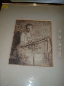 Study Of A Girlat An Embroidery Frame, Said To Be Ruth, Daughter Of W. Wakefield by Louisa Canziani Starr