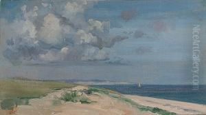 A Sailing Vessel Off A Coast by Sidney Starr