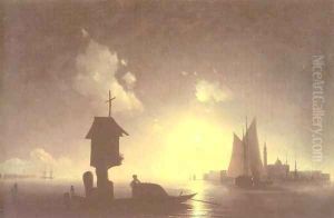 Sea view with chapel by Ivan Konstantinovich Aivazovsky