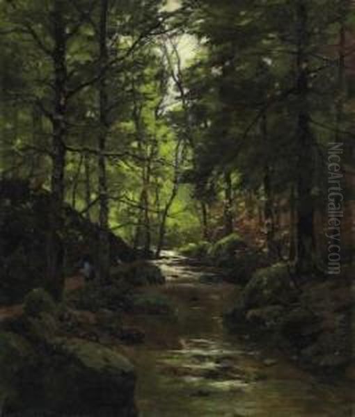 In The Black Forest. Signed And Dated Centre Right: V. Staudacher 1902 - view 1