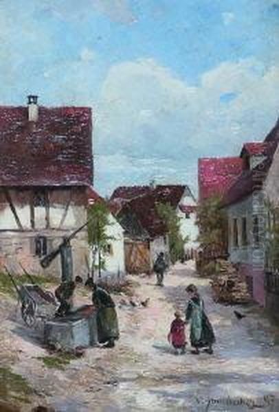 Dorfstrase Mit Brunnen. - Gehoft
Mit Holzhaufen. - view 1