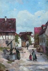 Dorfstrase Mit Brunnen. - Gehoft
Mit Holzhaufen. by Vitus Staudacher