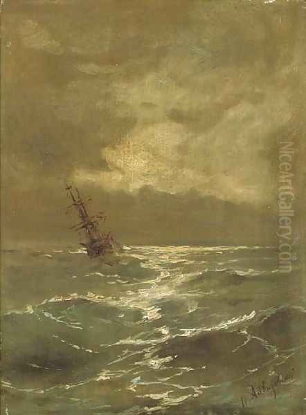 A brig at anchor - view 1