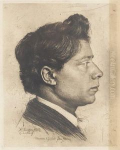 Bildnis Des Peter Halm Im Profil Nach Rechts by Karl Stauffer-Bern