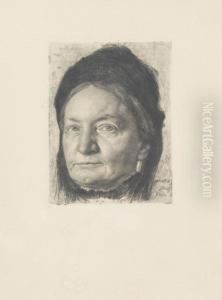 Kopfportrat Der Luise Stauffer (stauffers Mutter) by Karl Stauffer-Bern