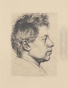 Bildnis Des Peter Halm Im Profil Nach Rechts. by Karl Stauffer-Bern