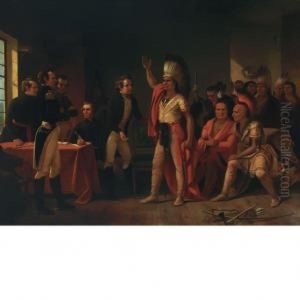 The Meeting Of Tecumseh And William Henry Harrison At Vincennes by Junius Brutus Stearns