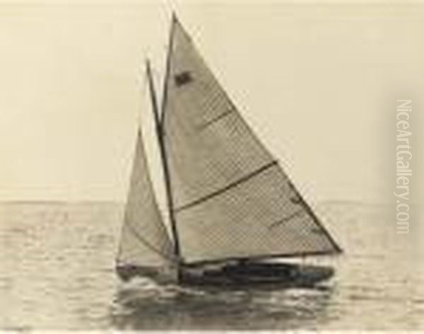 A Gaff Rigged Day Sailer Probably Off Marblehead - view 1