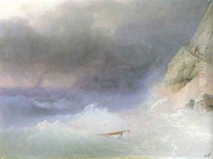Tempest by rocky coast