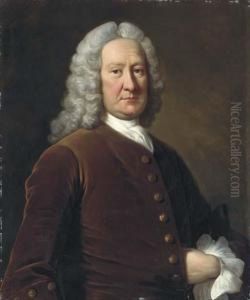 Portrait Of Edward Stone, Half-length, In A Brown Velvet Coat And White Cravat