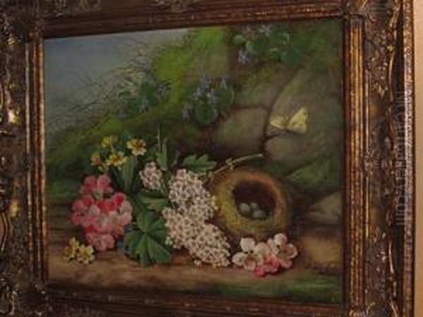 Still Life Of Flowers And Birds Nest With Eggs - view 1