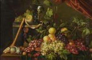 Still Lifeof Fruit On A Ledge by Edwin Steele