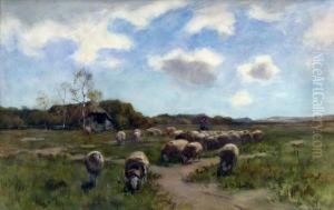Landscape With Shepherd & Sheep by Willem II Steelink