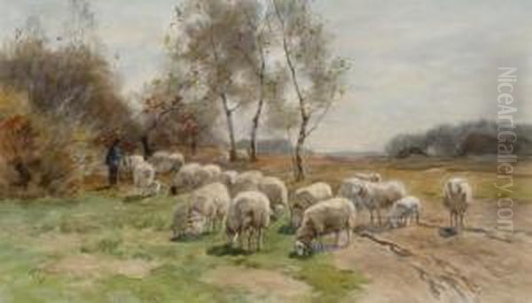Shepherd With Sheep - view 1