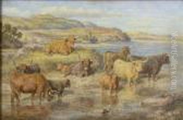 Highland Cattle On Loch Dochart - view 1