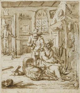 Inn With A Peasant Family At An Open Fire by Jan Steen