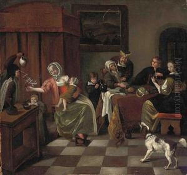 Figures Dining In An Interior - view 1