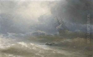 Survivors in a stormy sea by Ivan Konstantinovich Aivazovsky
