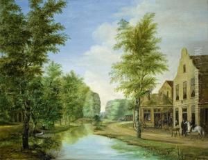 Flusslandschaft Mit Einer Dorfschmiede