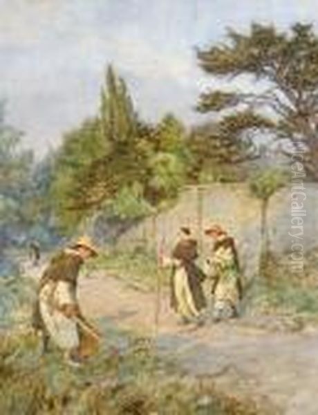 Monks In A Country Lane - view 1