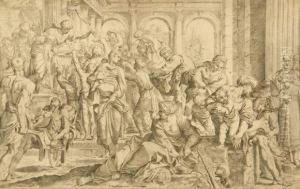 Der Heilige Rochus Spendet Almosen. by Pietro Stefanoni