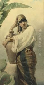 Italian Beauty With An Amphora by Attilio Stefanori