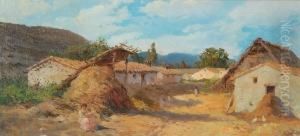Paesino Con Contadini by Attilio Stefanori