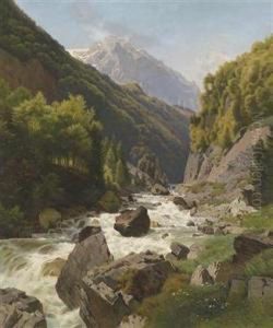 Gorge On The Lohnsbach Near Glarns by Johann Gottfried Steffan