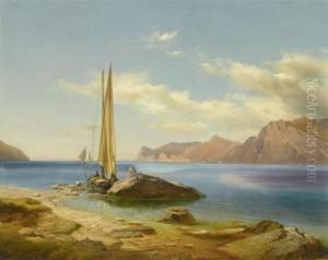 Landscape At Lake Garda by Johann Gottfried Steffan