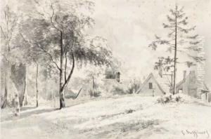 A Landscape With Cottages by Cornelis Steffelaar