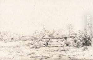 A Landscape With A Wooden Fence by Cornelis Steffelaar