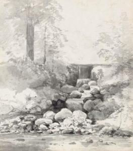 A Stream With A Waterfall by Cornelis Steffelaar