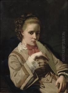Elegant Woman With A Fan by Nicolaas Steffelaar