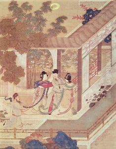A romantic meeting, illustration from a traditional Chinese novel