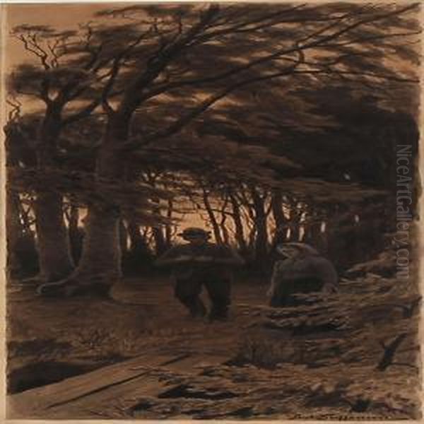 A Couple Walking In The Woods - view 1